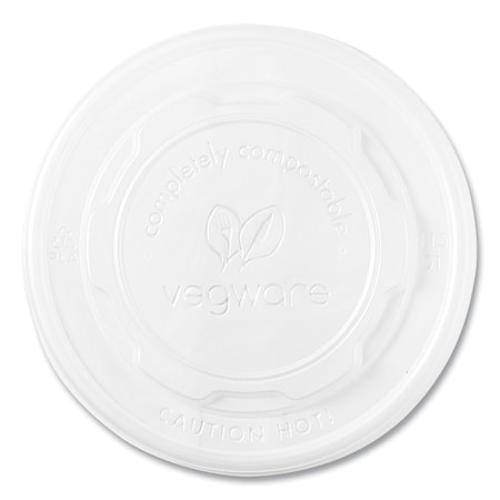 Vegware 115-Series Flat Hot Lids, For Use With 115-Series Soup Containers, White, Plastic, PK500 VLID115S